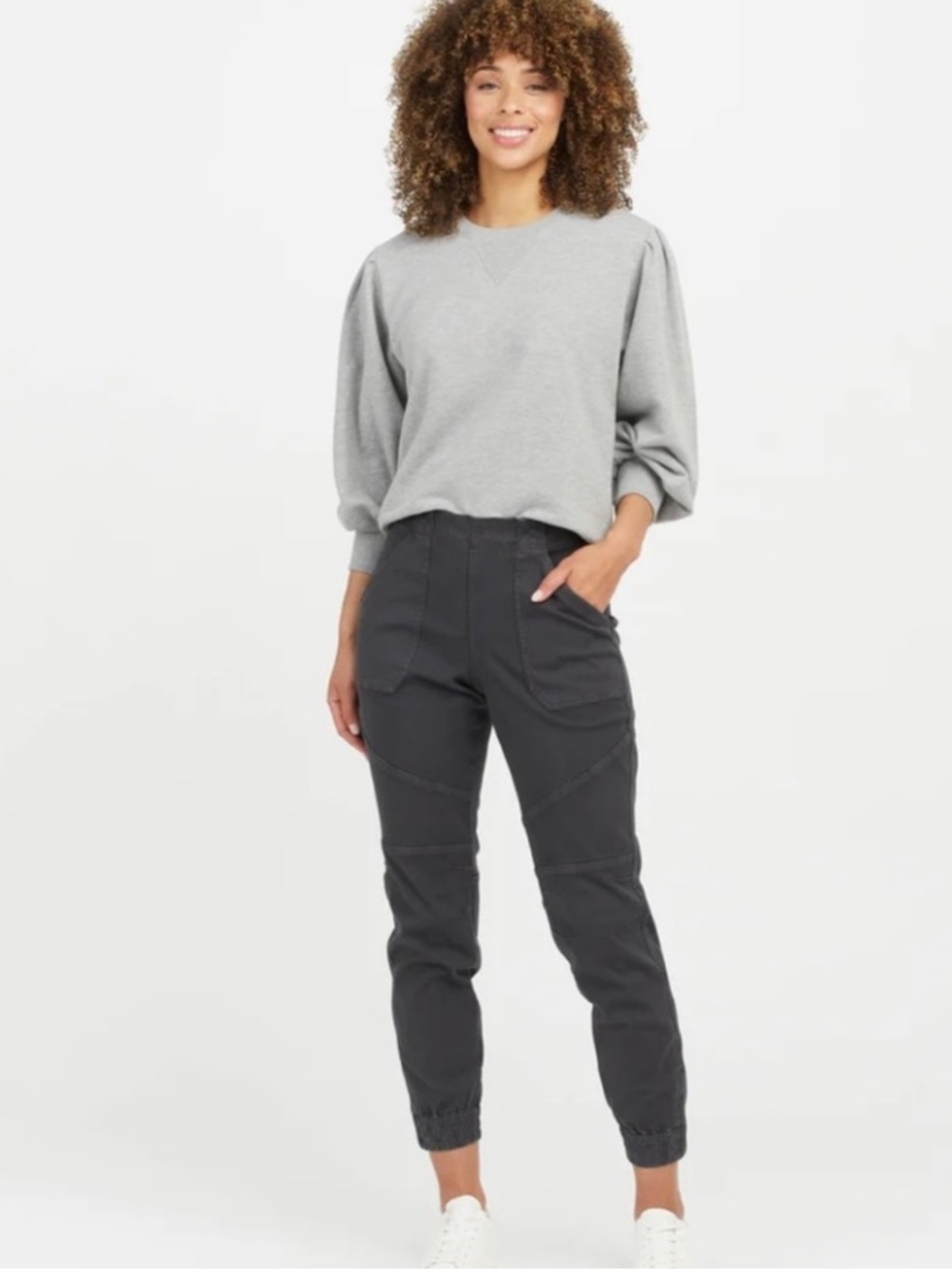 Spanx Denim Joggers Charcoal Gray Jean Size M.